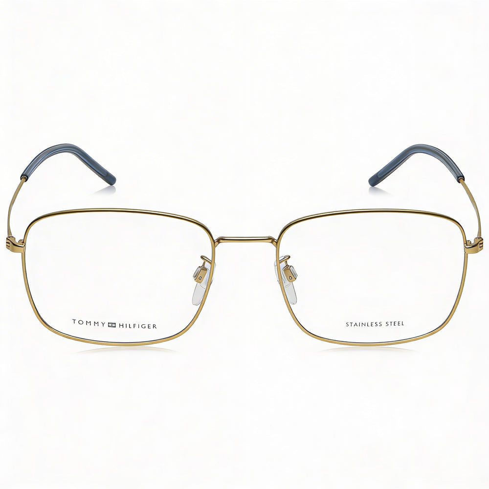 Gafas Tommy Hilfiger Casual para hombre con montura de acero de aleación dorada mate y lentes de policarbonato, talla 55-19-145