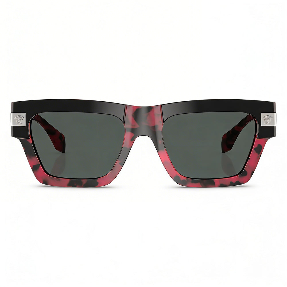 Gafas de sol Versace Ve4464f para hombre, color negro y rojo Havana, de acetato y protección UV, 55 mm