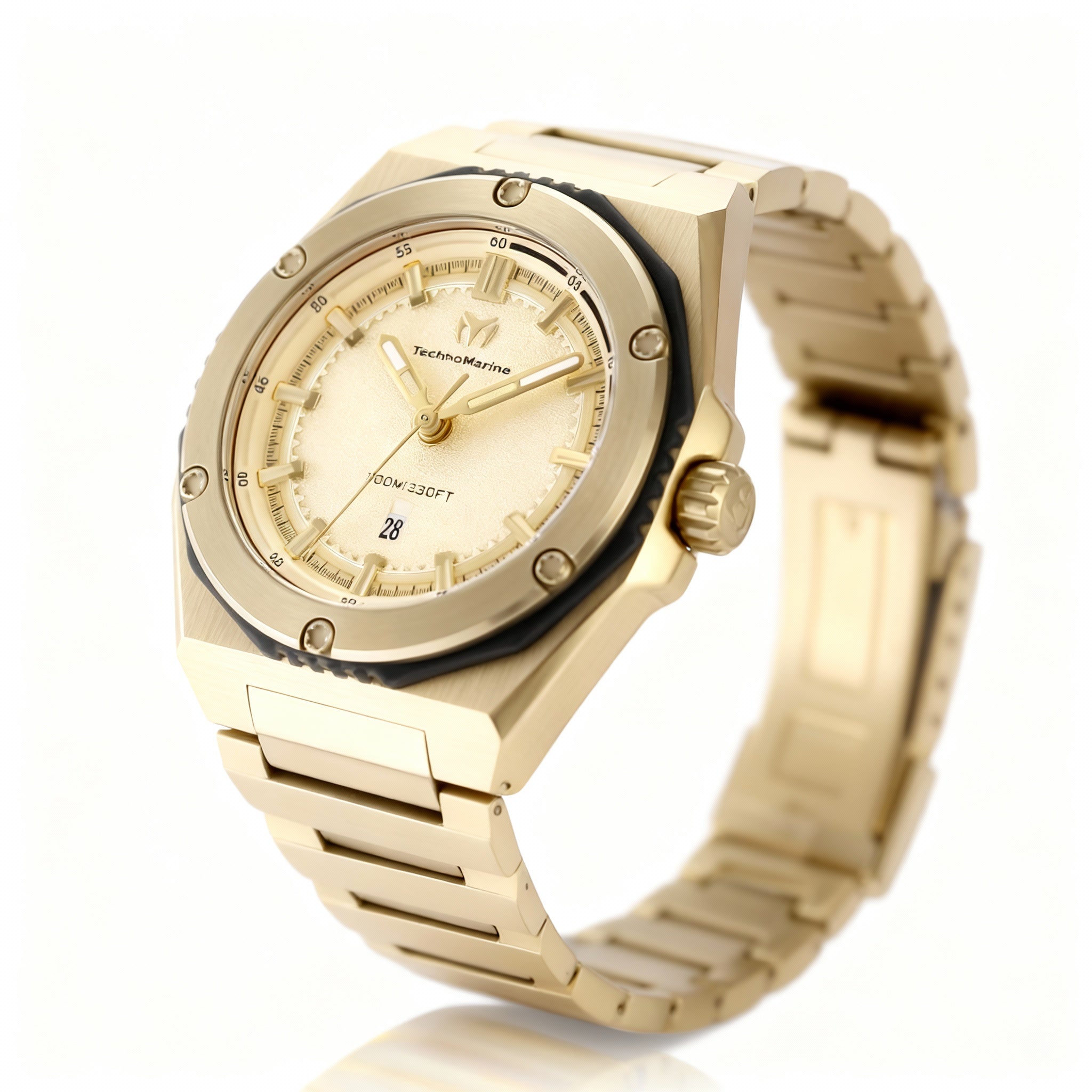 TechnoMarine TM-416045 Coral Women's Two-tone Black Gold Stainless Steel 36mm Quartz 100m Water Resistant Watch