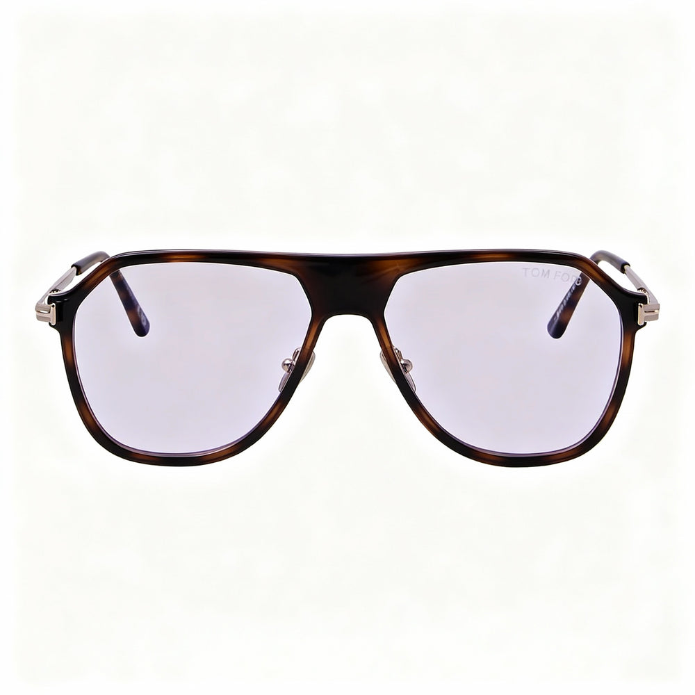 Tom Ford FT5943-B Men's Light Brown Acetate Full-Rim Blue Light Block Navigator Eyeglasses 56mm