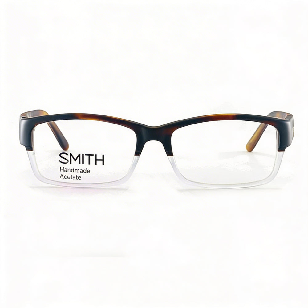 Smith Modern Men's Havana Crystal Acetate Rectangular Eyeglasses featuring a 140mm Temple Length