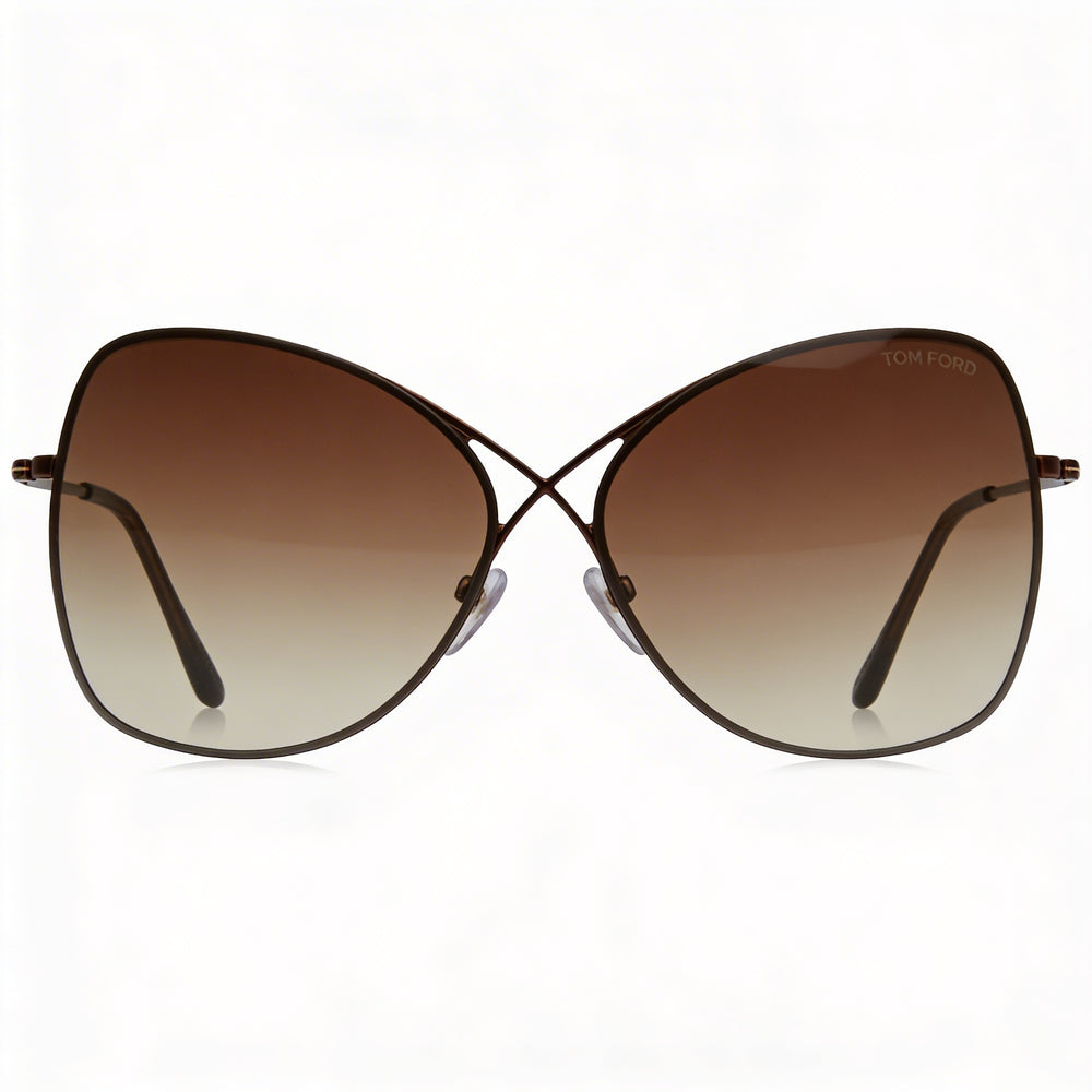 Tom Ford FT0250 Colette Unisex Sunglasses, Shiny Dark Brown Acetate, Brown Gradient Lenses, UV Protection, 63mm