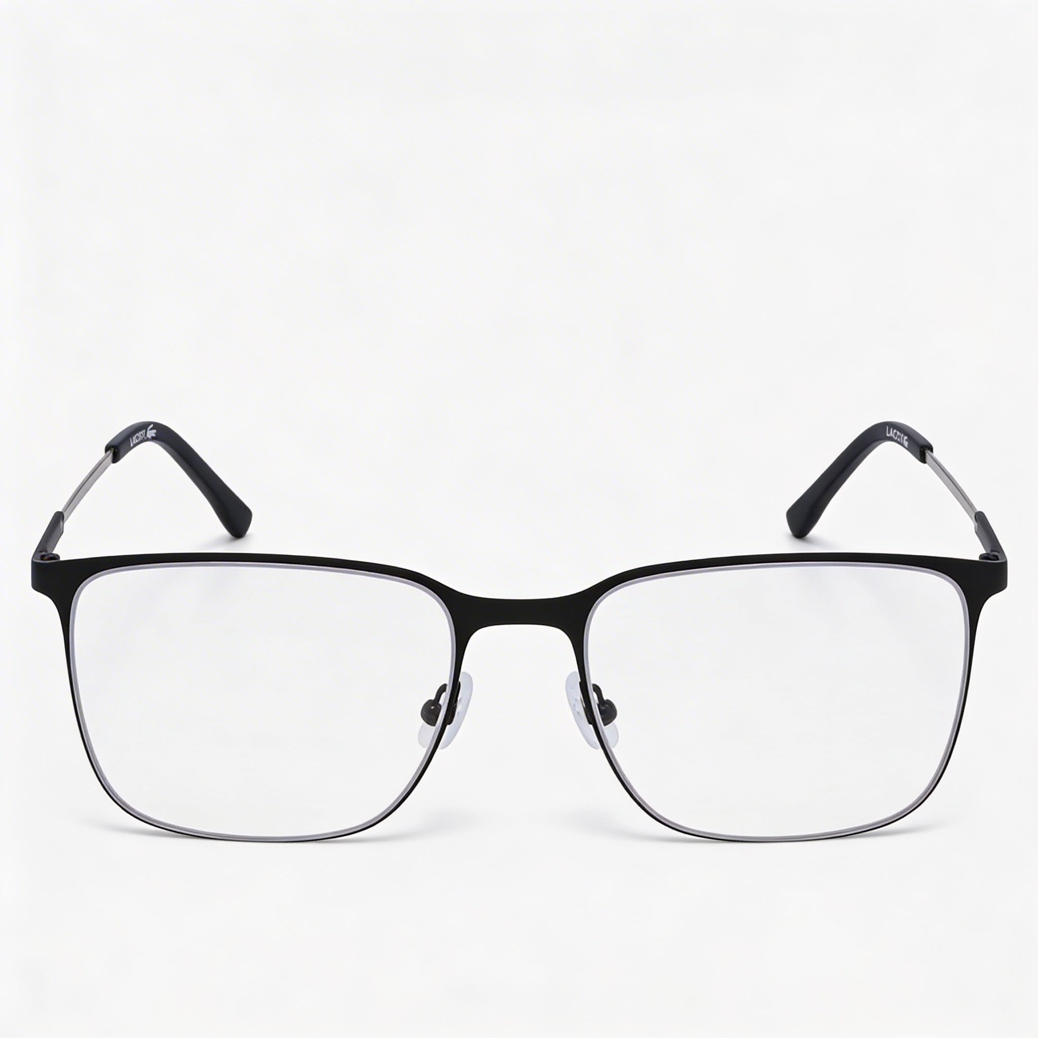 Gafas oftálmicas casuales Lacoste para hombre con montura negra mate y lentes de plástico transparentes 55-18-145, Photo 2