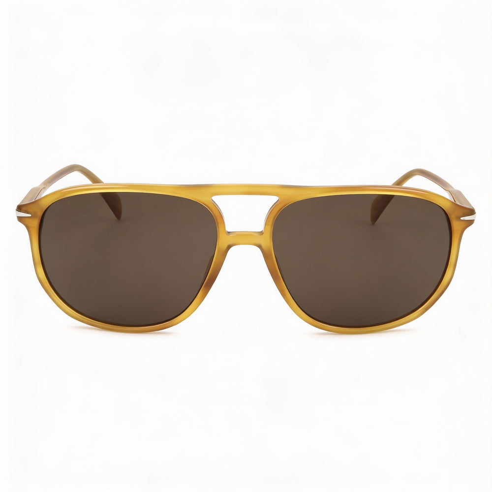 David Beckham Casual Men's Sunglasses with ACETATE LIGHT Yellow Horn Frame and Non-Polarized Lenses 58-15-145
