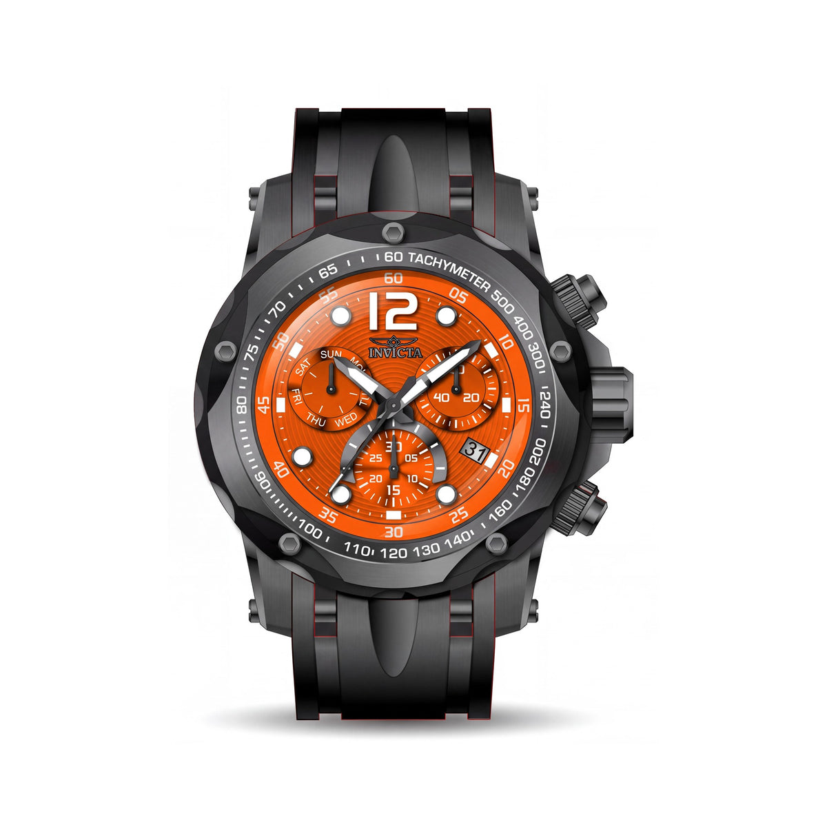 Invicta Speedway 48909 Reloj de cuarzo unisex de 51 mm de acero inoxidable con esfera naranja, Photo 1