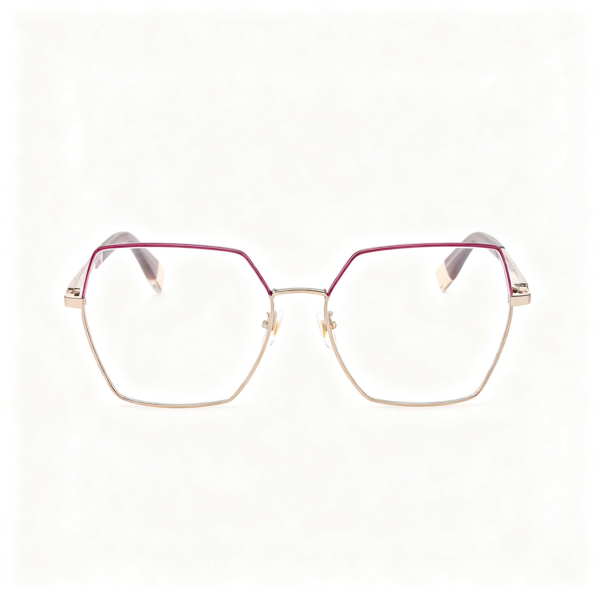 Furla Casual Women's Metal Frame with Non-Polarized Plastic Lenses, Oro Rosso Fuxia Eyeglasses, 55-15-135