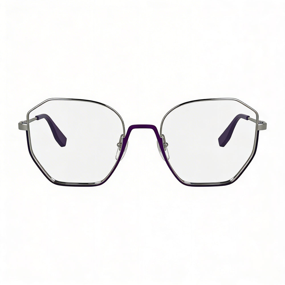 Colección informal para mujer de gafas de acetato KARL LAGERFELD en morado/plateado, 54 mm de ancho de lente