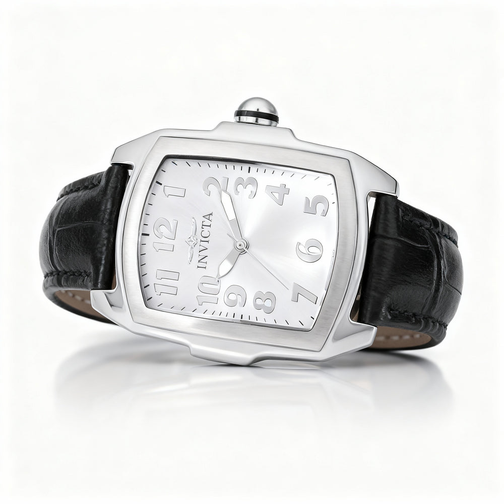 Reloj Invicta Lupah 48949 para mujer, caja de acero inoxidable plateada, correa de piel y movimiento de cuarzo, 29 mm