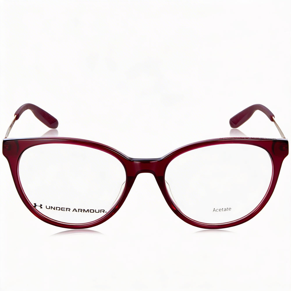 Monturas de gafas ópticas rectangulares de acetato Under Armour Ua 5028 para mujer, color rojo cristal, 42,2 mm