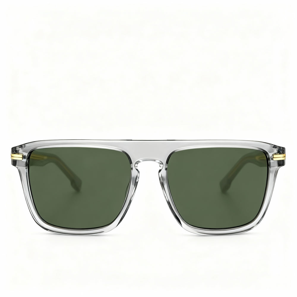 Hugo Boss BOSS 1599/S Women's Contemporary Grey Green Frame, Grey Lens, Eco Acetate Rectangular Non-Polarized Sunglasses 56mm