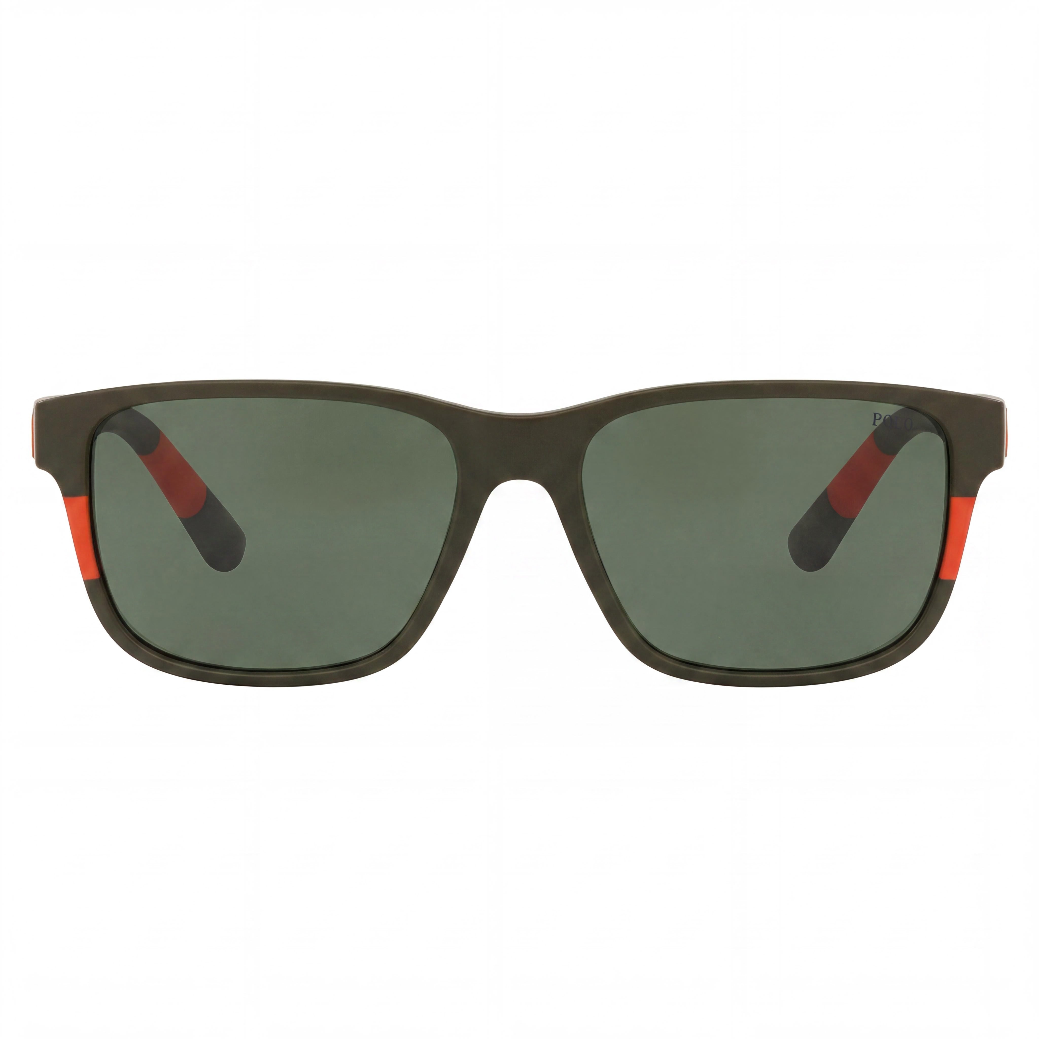 Gafas de sol rectangulares unisex POLO RALPH LAUREN Ph4137, montura de plástico naranja oliva mate, lentes verdes vintage, protección UV de 57 mm, Photo 2