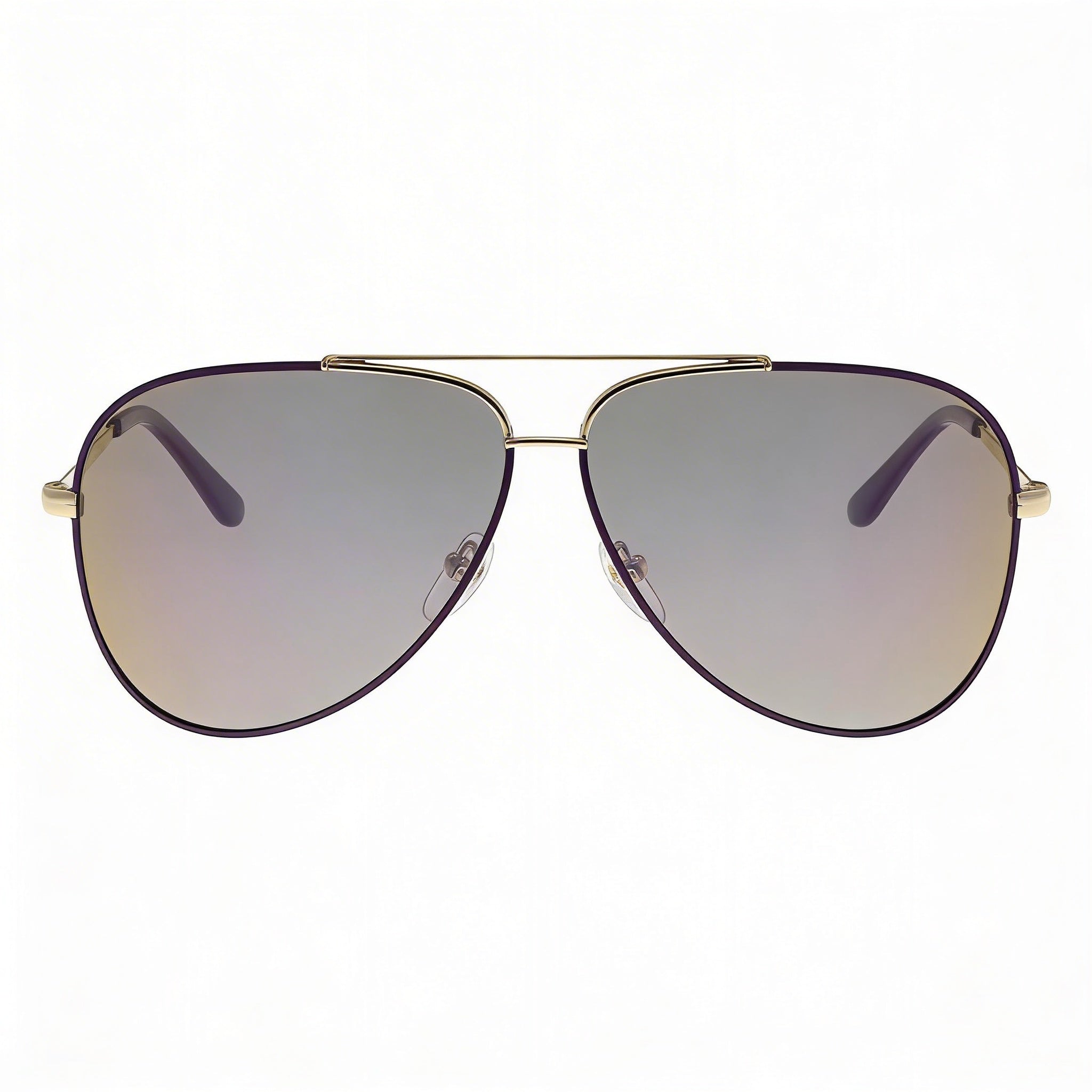 Gafas de aviador Ferragamo SF 131S para mujer, montura de metal brillante en dorado claro y morado, lentes de espejo moradas, protección UV de 60 mm, Photo 2