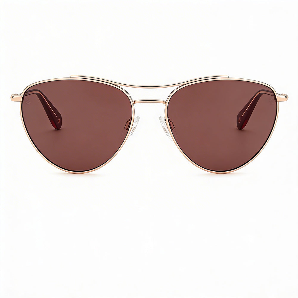 Gafas de sol Rag & Bone Modern Pilot para mujer, montura de acero de aleación, policarbonato rojo dorado, protección UV 400, 58 mm