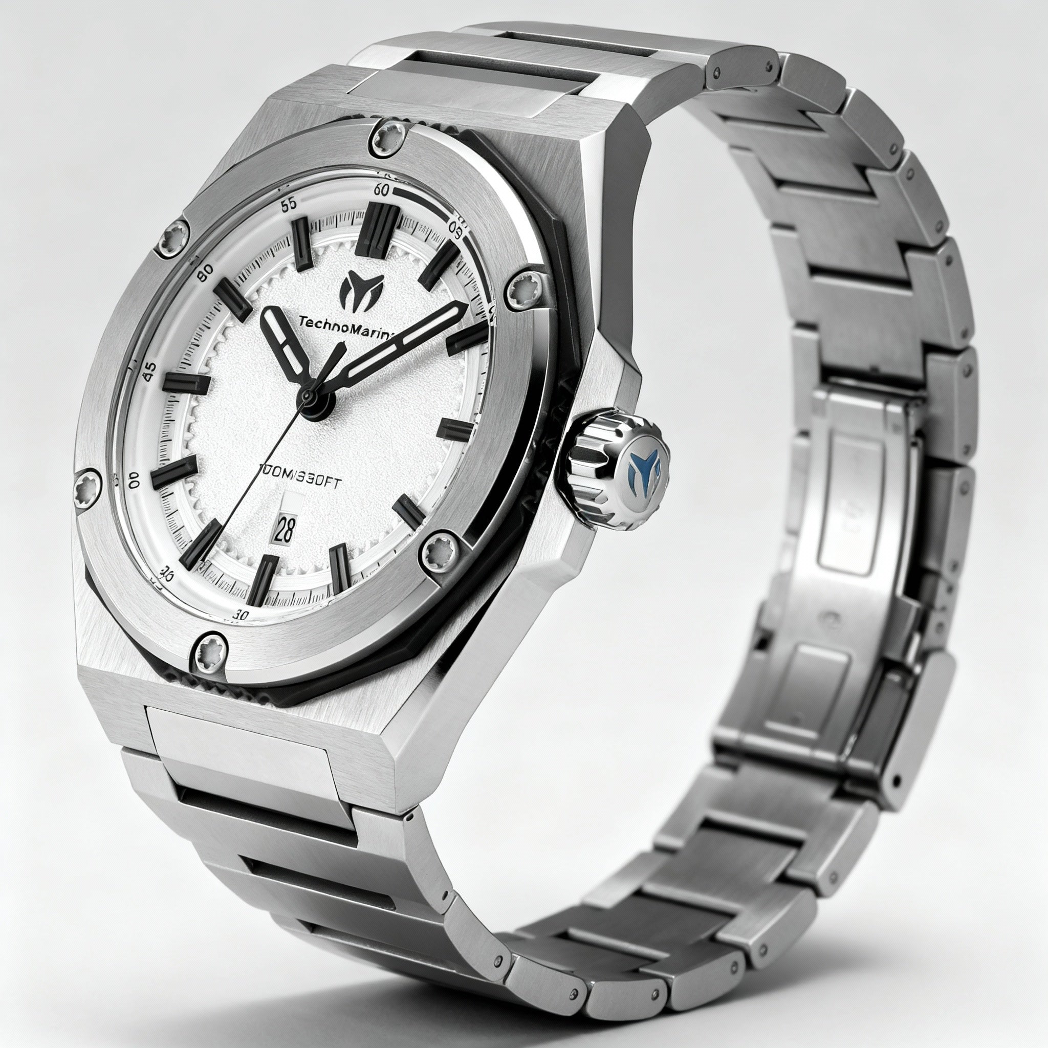 Technomarine CORAL - Legacy TM-416060 Unisex Silver Stainless Steel Quartz Wrist Watch, 45mm Case