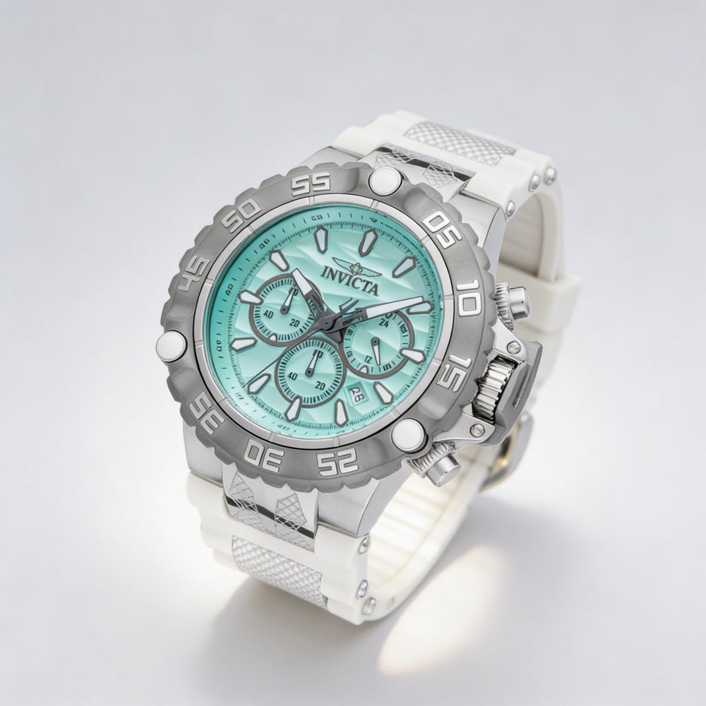 Invicta Subaqua - Poseidon 48557 Men's 55mm Stainless Steel Quartz Chronograph Watch with Blue Dial & Silicone Strap