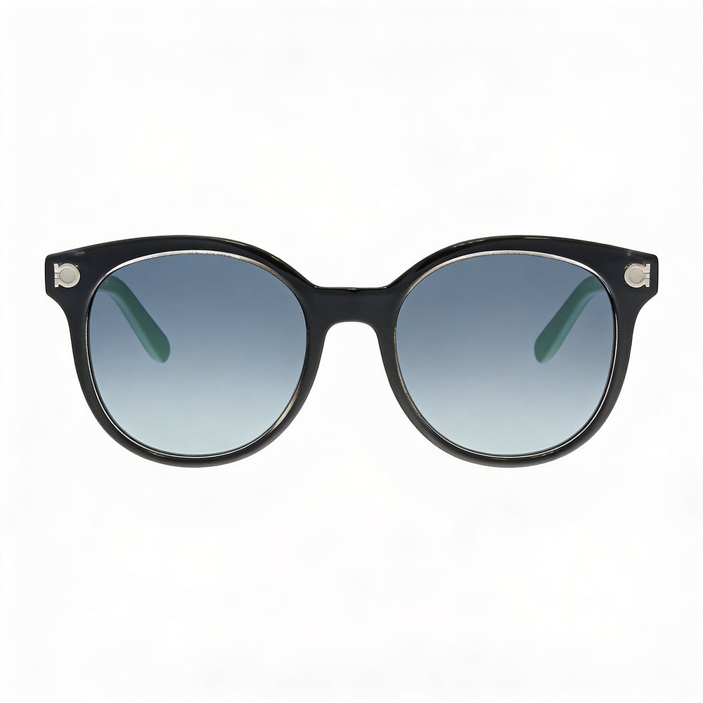 Gafas de sol Ferragamo Classic para mujer, de cristal, negras, verdes, gris degradado, montura de plástico, lentes gris degradado, con protección UV, 53 mm