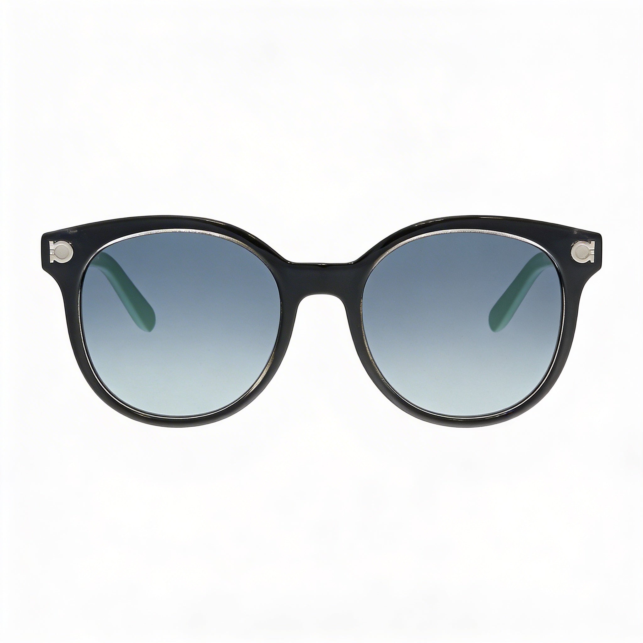 Gafas de sol Ferragamo Classic para mujer, de cristal, negras, verdes, gris degradado, montura de plástico, lentes gris degradado, con protección UV, 53 mm, Photo 2