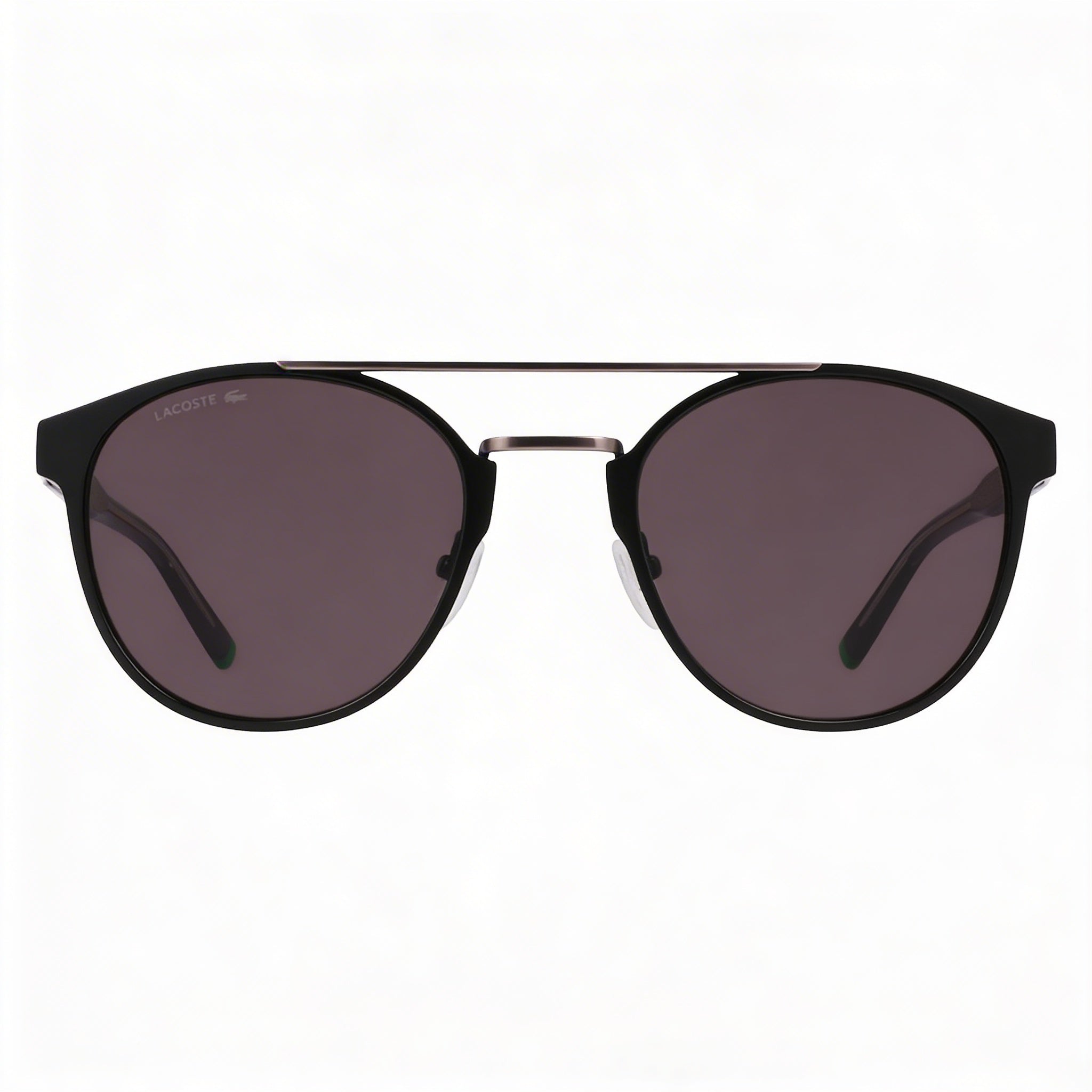 Gafas de sol unisex casuales Lacoste con montura de metal, lentes negras mate, protección UV, 53-22-145, Photo 2