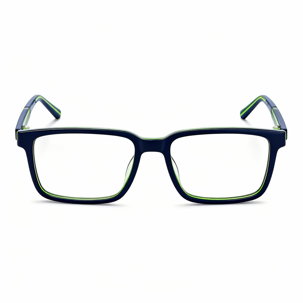 Hugo Boss HG 1245 - Montura de acetato para hombre, estilo moderno, policarbonato no polarizado, azul y verde, 53 mm
