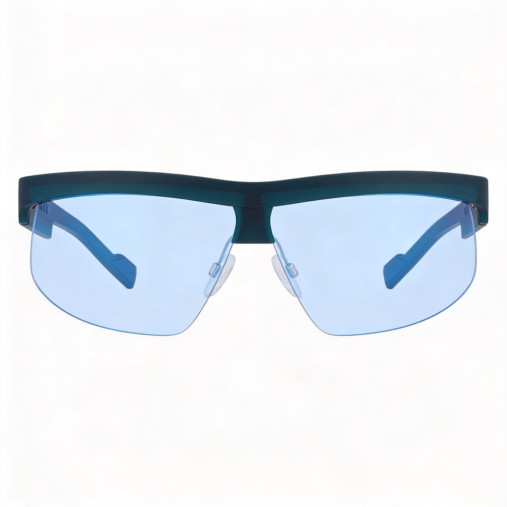 DKNY Dk515s Women's Plastic Teal Rectangle Frame Sunglasses with Acetate Blue Mirror Lenses