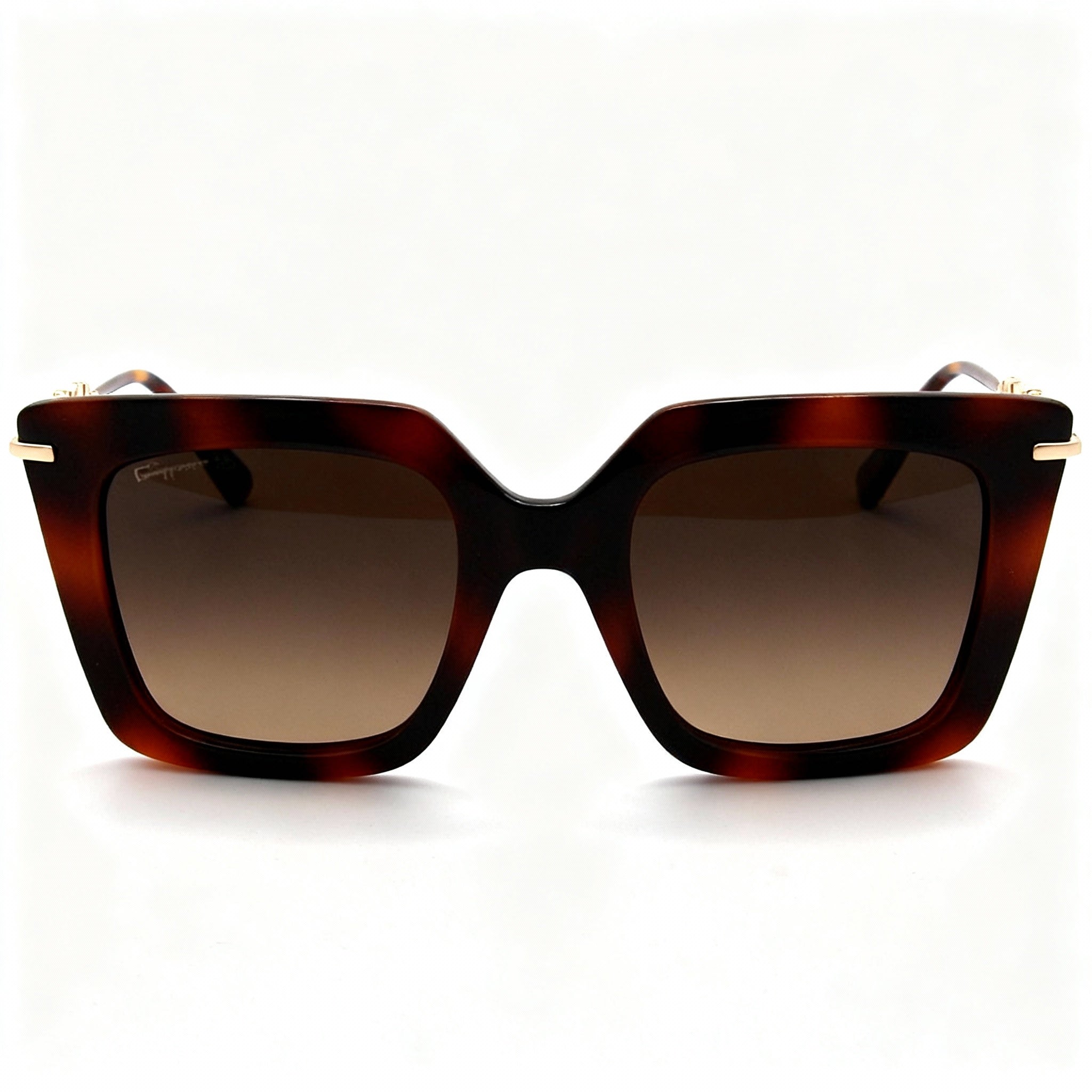 Gafas de sol clásicas Salvatore Ferragamo para mujer, montura de acero aleado, color Havana clásico, lentes de policarbonato no polarizado, 51-22-145, Photo 2