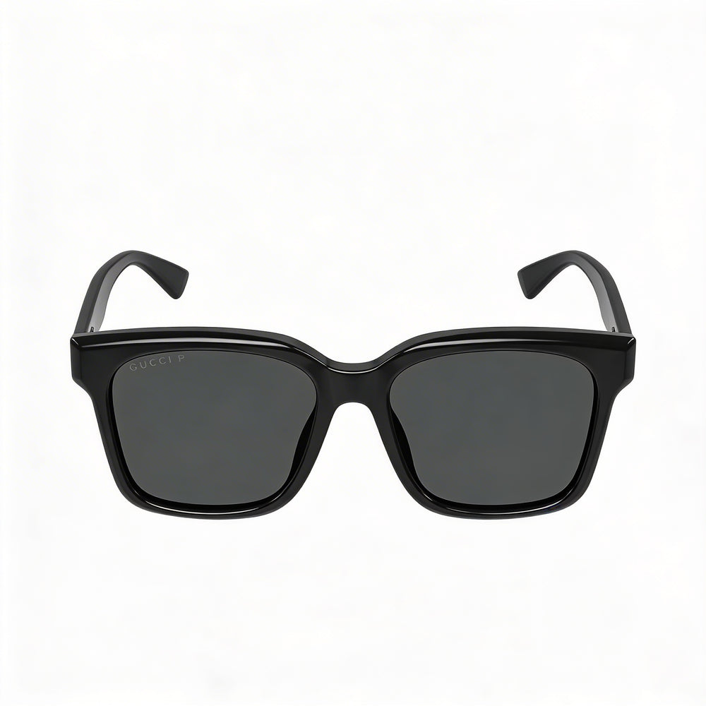 Gafas de sol Gucci: Estilo informal para hombre, acetato negro-gris, protección UV, 56 mm de ancho de lente
