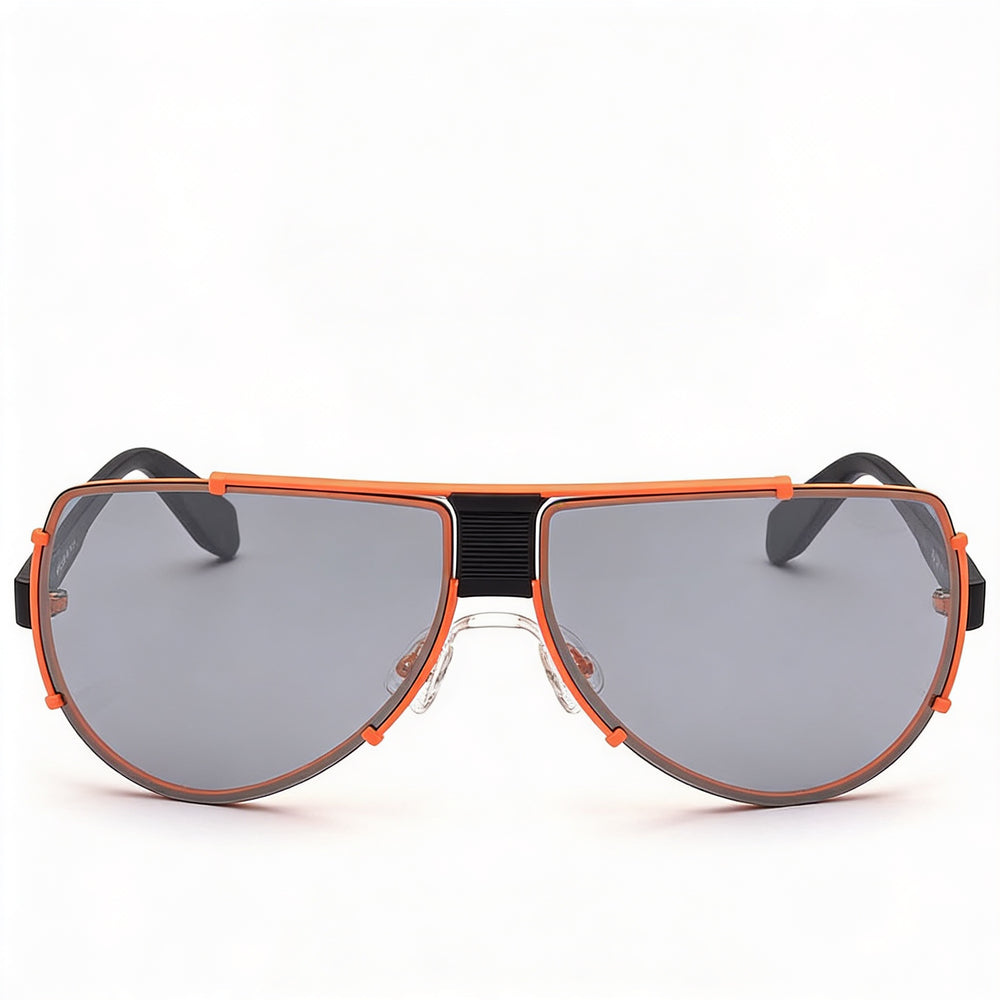 Adidas Originals Contemporaneo Gafas de sol de metal Nero Arancione para hombre con lentes de policarbonato Argento Fumo Specchiato Protección UV 71 mm