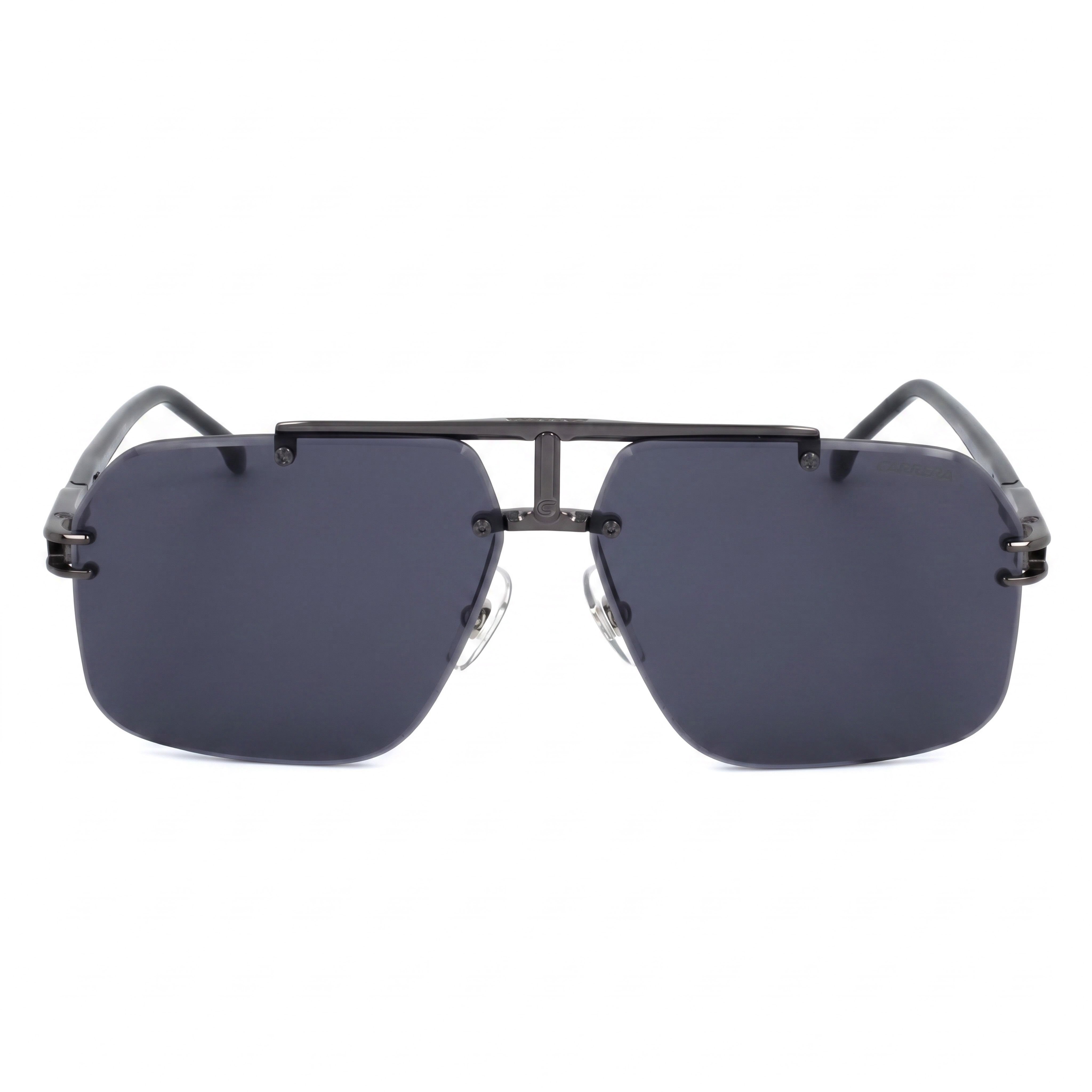 Gafas de sol de metal negro rutenio oscuro para hombre Carrera Casual con lentes de policarbonato grises, protección UV 400, 63mm, Photo 2