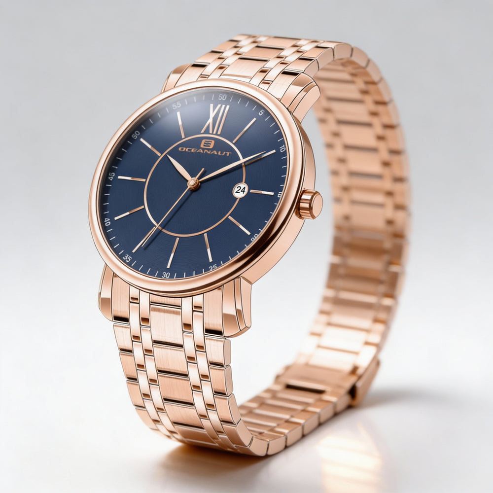 Reloj de cuarzo Oceanaut para hombre, caja y pulsera de acero inoxidable azul, cronógrafo, movimiento de cuarzo, resistente al agua.