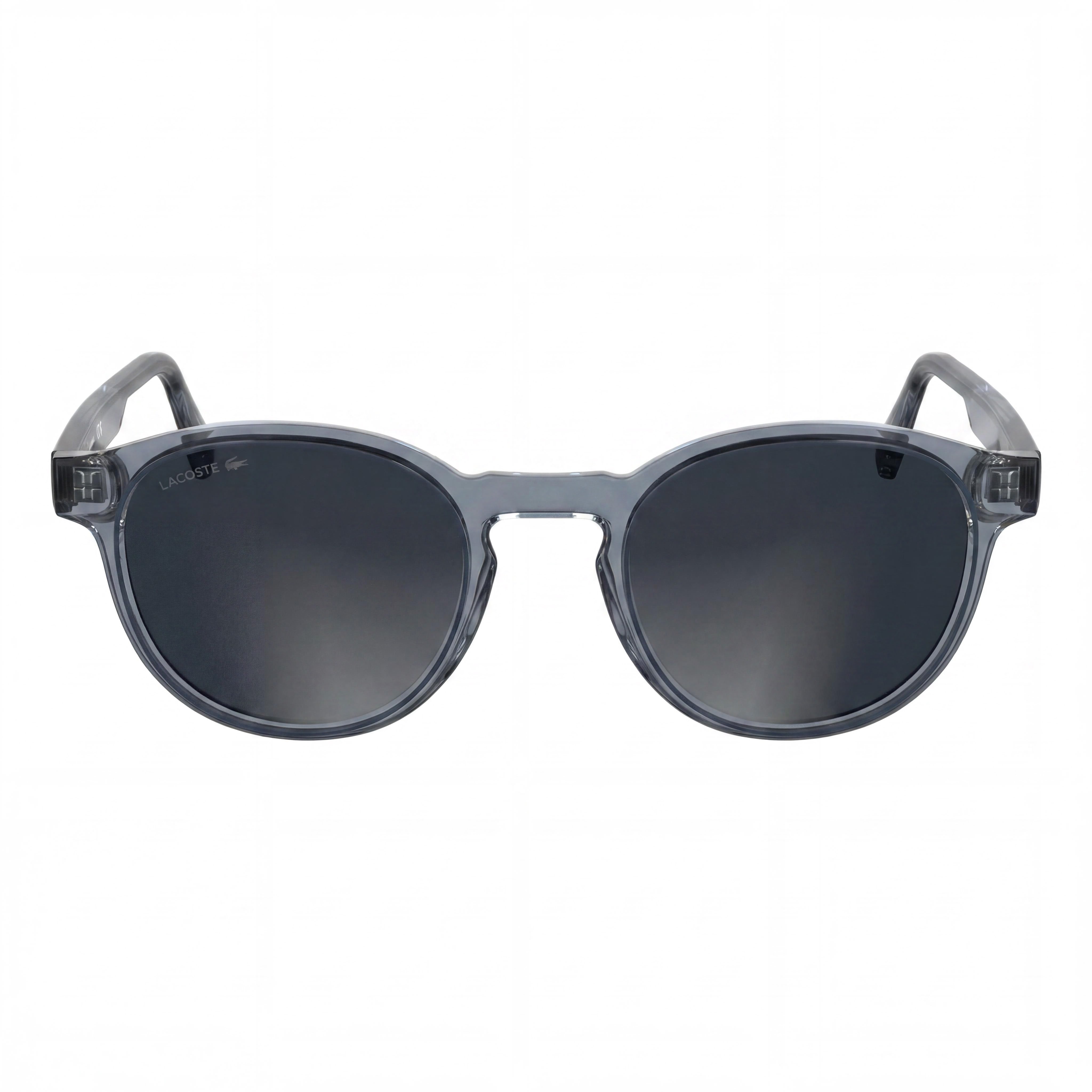 Gafas Lacoste Classic para hombre con montura de plástico transparente gris claro y lentes de policarbonato grises, 51 mm de ancho de lente, Photo 2