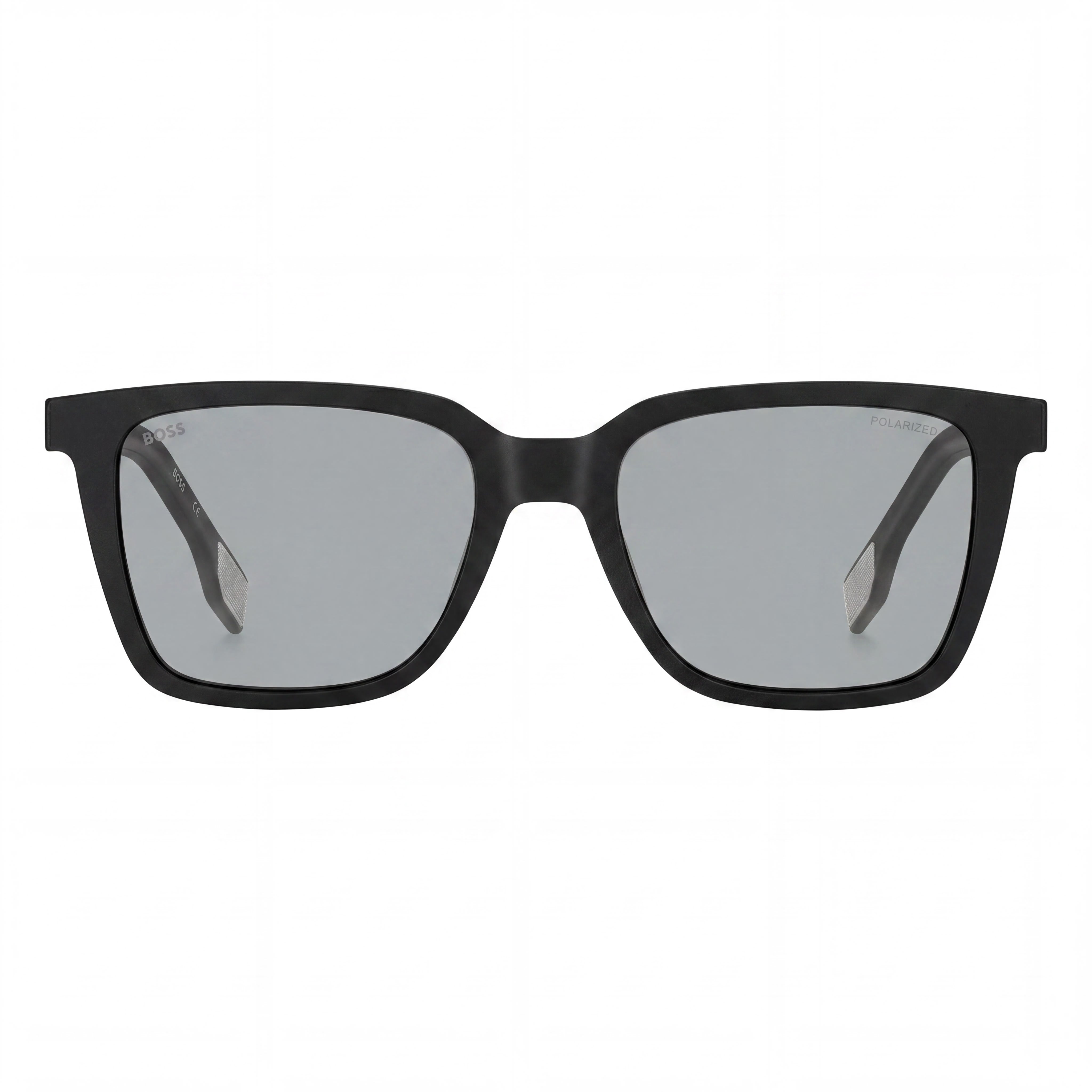 Gafas de sol HUGO BOSS Classic Unisex de poliamida con montura negra y gris, lentes grises espejadas, protección UV, 53mm, Photo 2
