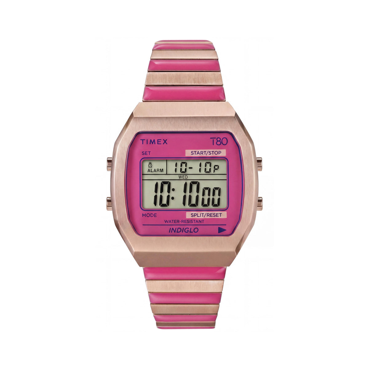 Timex Modern Women's Chronograph Watch, Rose Gold-Tone Case & Band, Pink Dial, Backlight Feature, 36mm, Photo 1