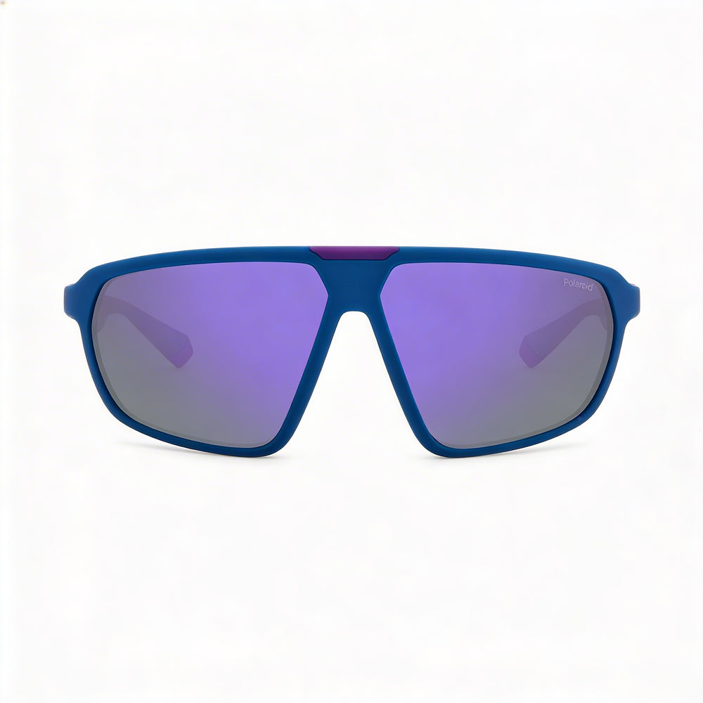Polaroid Modern Men's UV Protection Sunglasses, Matte Black Violet Plastic Frame, Violet Mirror Lenses 61mm