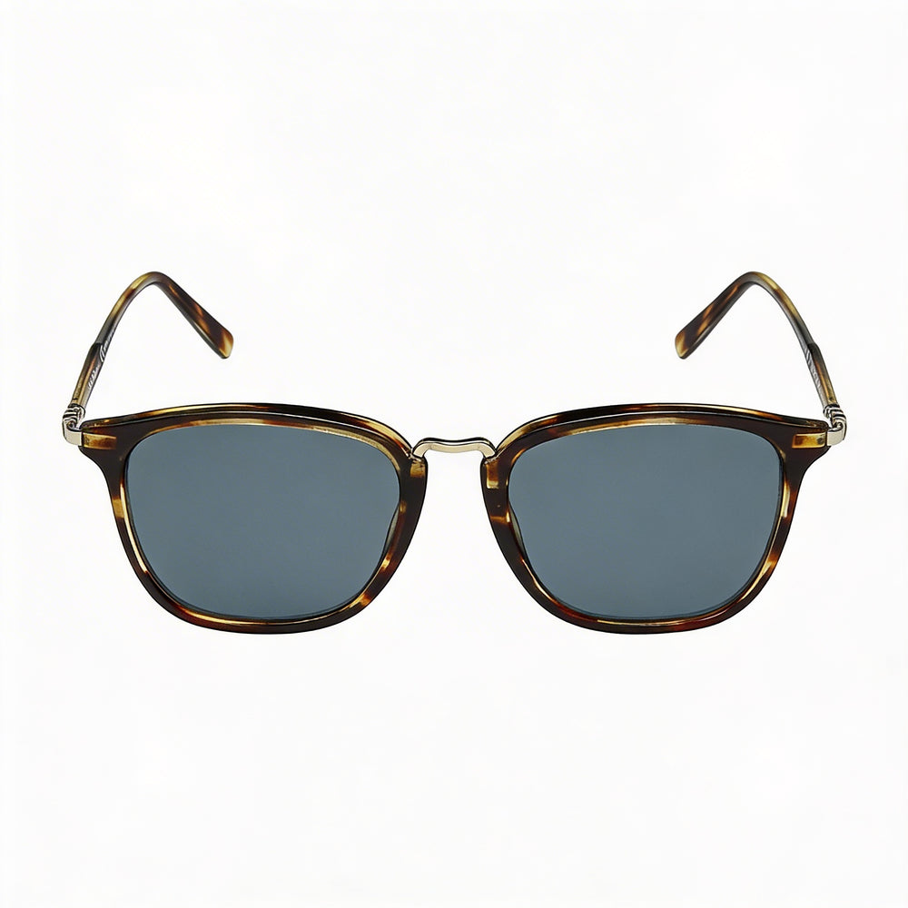 Gafas de sol Salvatore Ferragamo Navigator para mujer, de plástico a rayas, color marrón y azul, lentes sólidas azules sin polarizar, con protección UV, 53mm