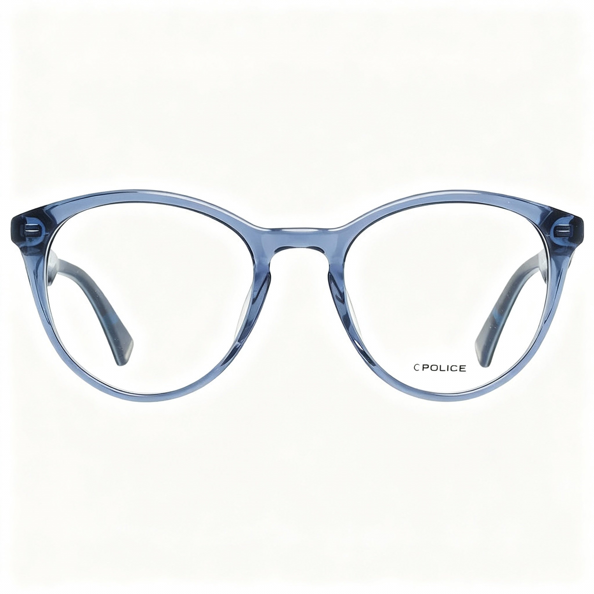 POLICE Casual Women's Transparent Blue Plastic Square Frame Eyeglasses 50mm