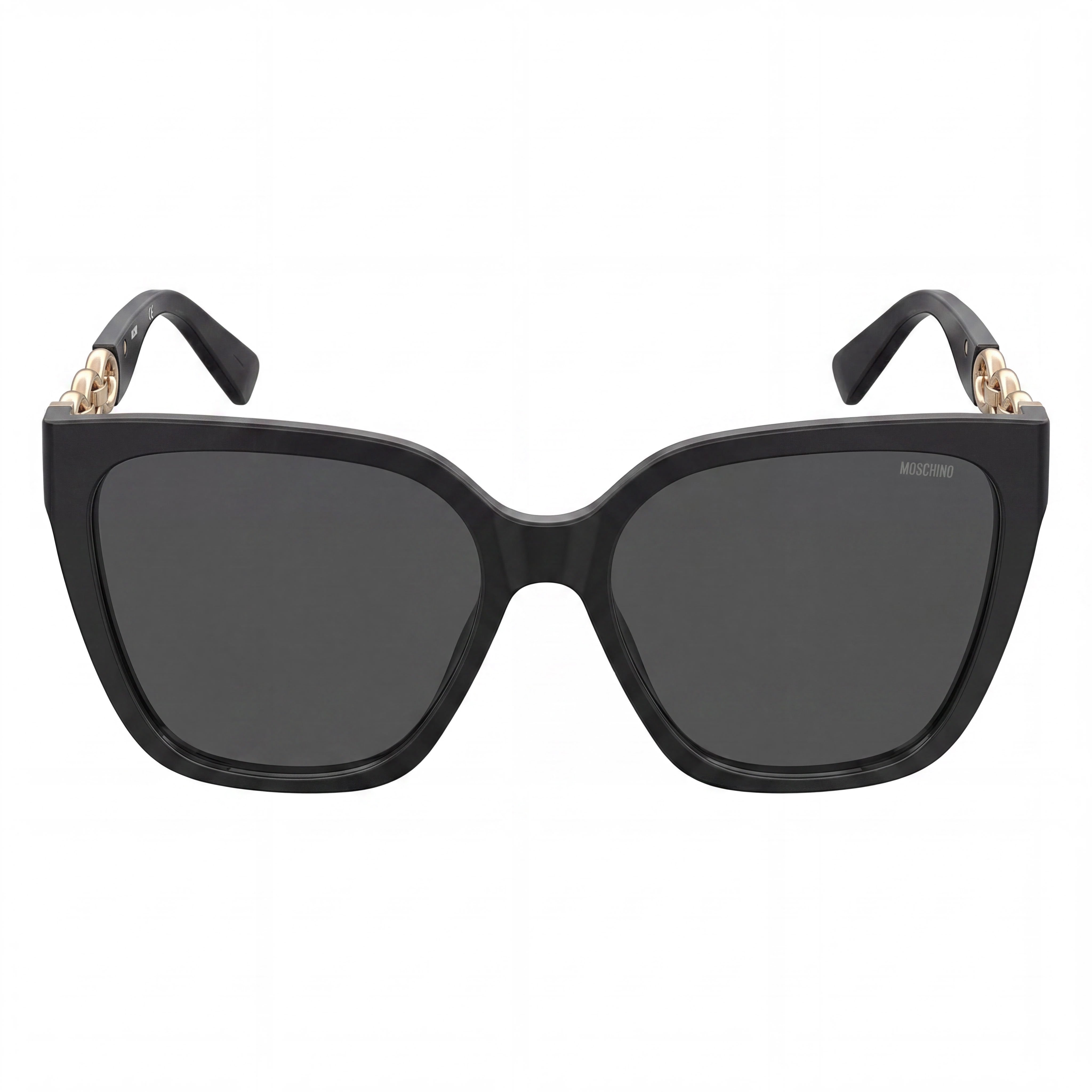 Moschino MOS098/S Women's Cat Eye Black/Dark Grey Plastic Frame Dark Grey Lens 55mm UV Protection Non-Polarized, Photo 2