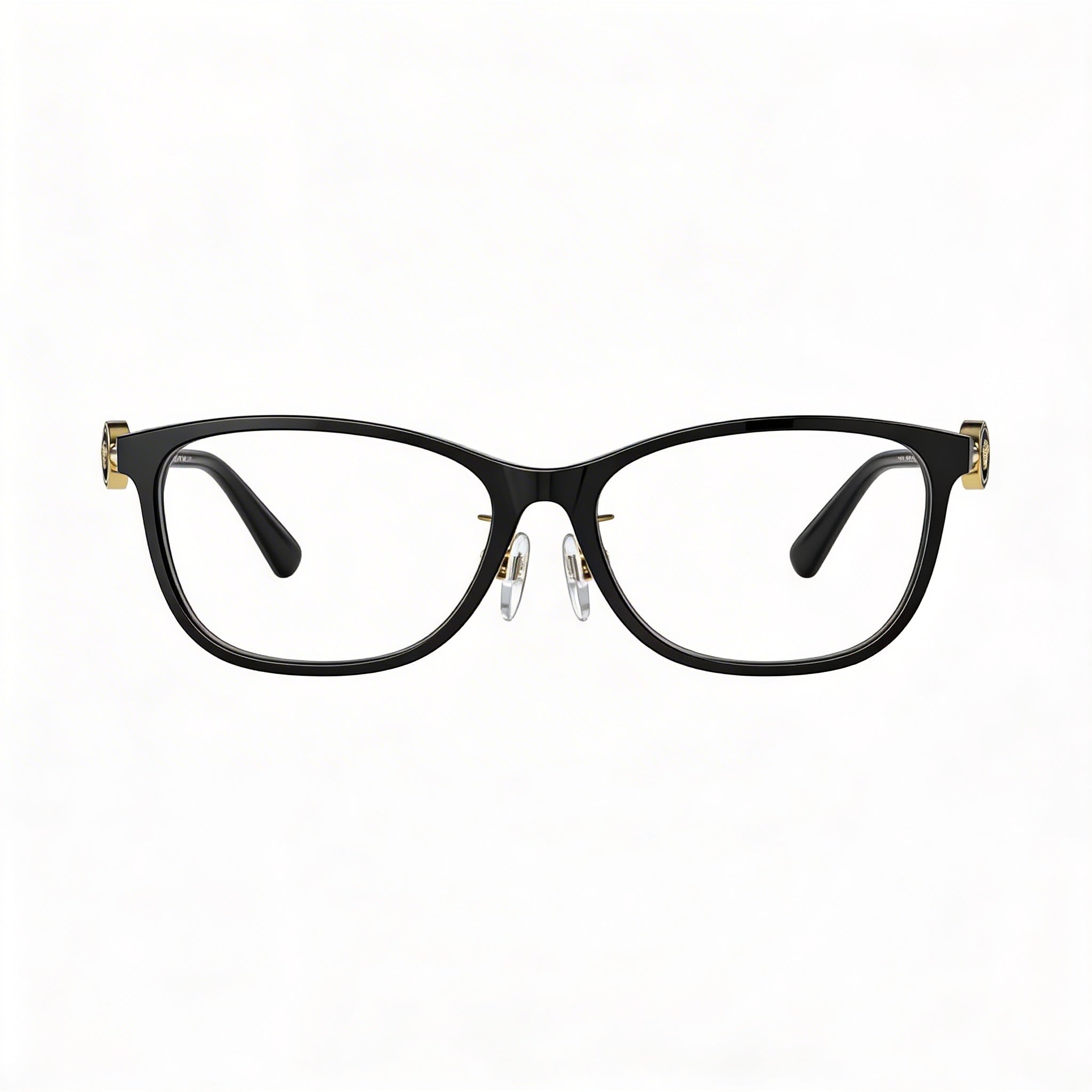 Gafas Versace modernas de mujer con montura completa cuadrada de plástico negro, lentes transparentes, talla 55-16-140, Photo 2