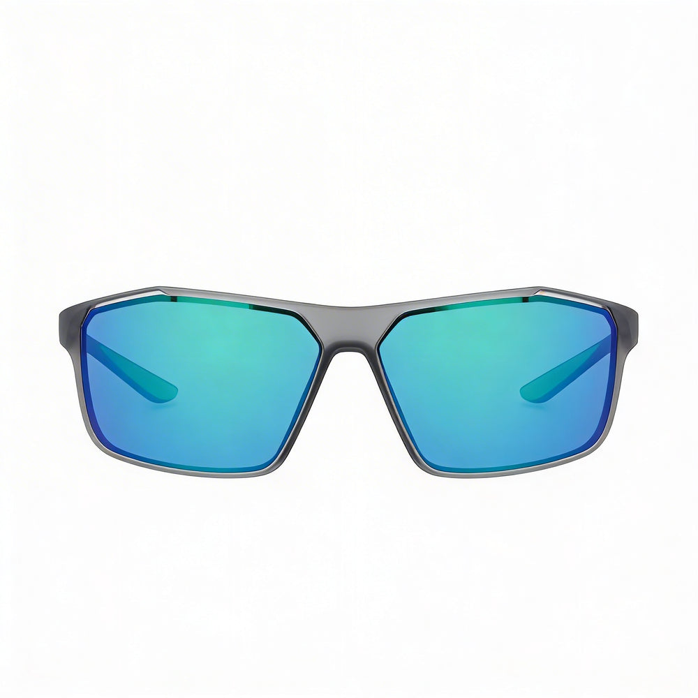 Nike Casual Men's UV Protected Plastic Frame Sunglasses, Matte Dark Grey Green with Blue Multicolor Lenses, 65mm