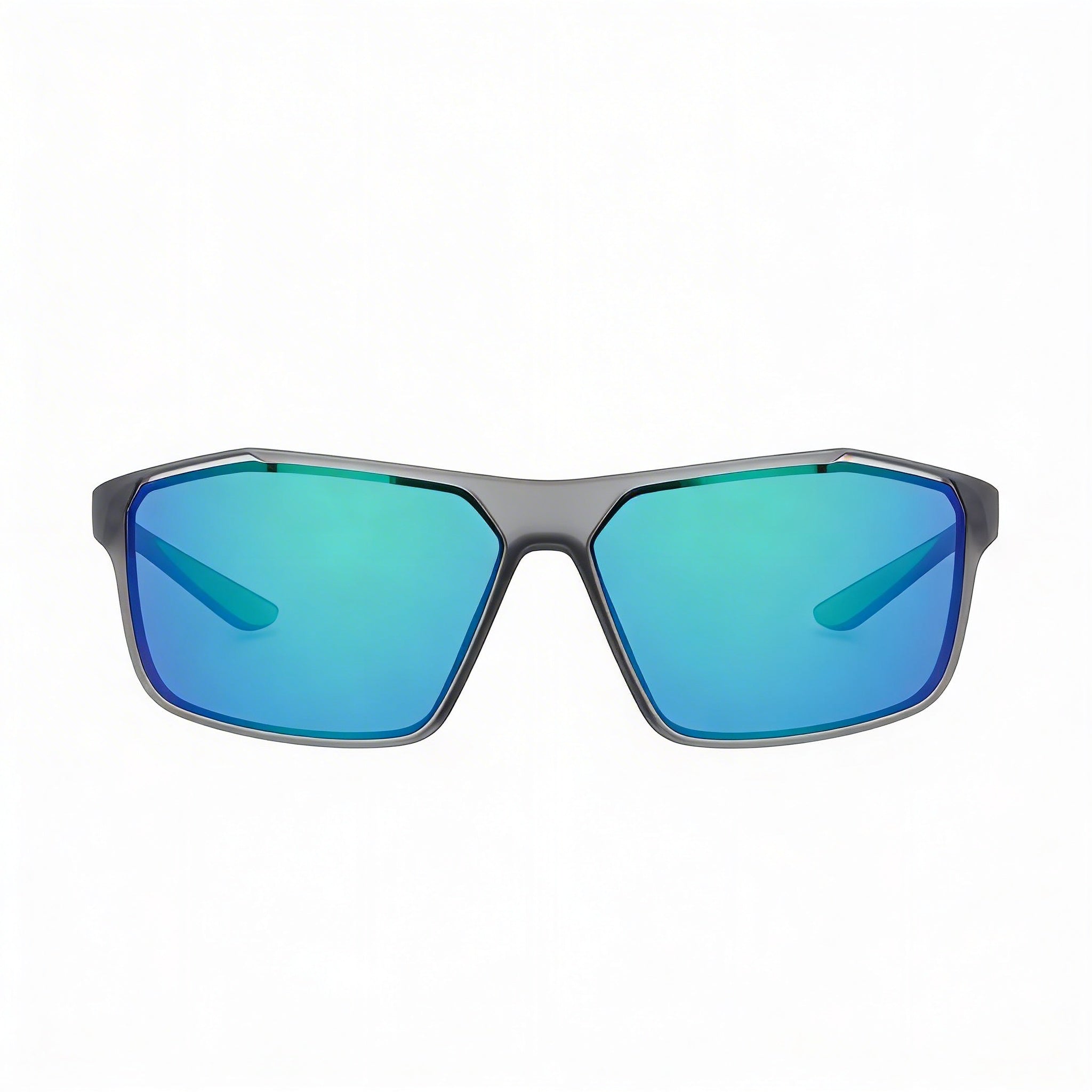 Nike Casual Men's UV Protected Plastic Frame Sunglasses, Matte Dark Grey Green with Blue Multicolor Lenses, 65mm, Photo 2