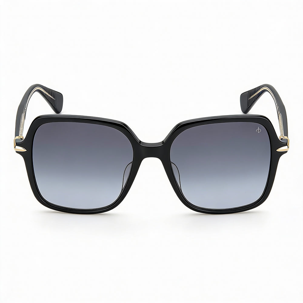 rag & bone Casual Women's Black Acetate Square Light Adaptive Dark Gray Gradient UV Protection Sunglasses 55mm