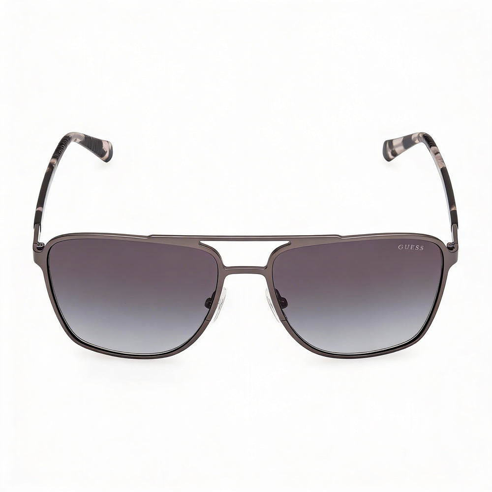 Guess Metal Aviator Sunglasses, Unisex, Shiny Satin Dark Ruthenium Frame, Gradient Smoke Lens, UV 400, 60mm