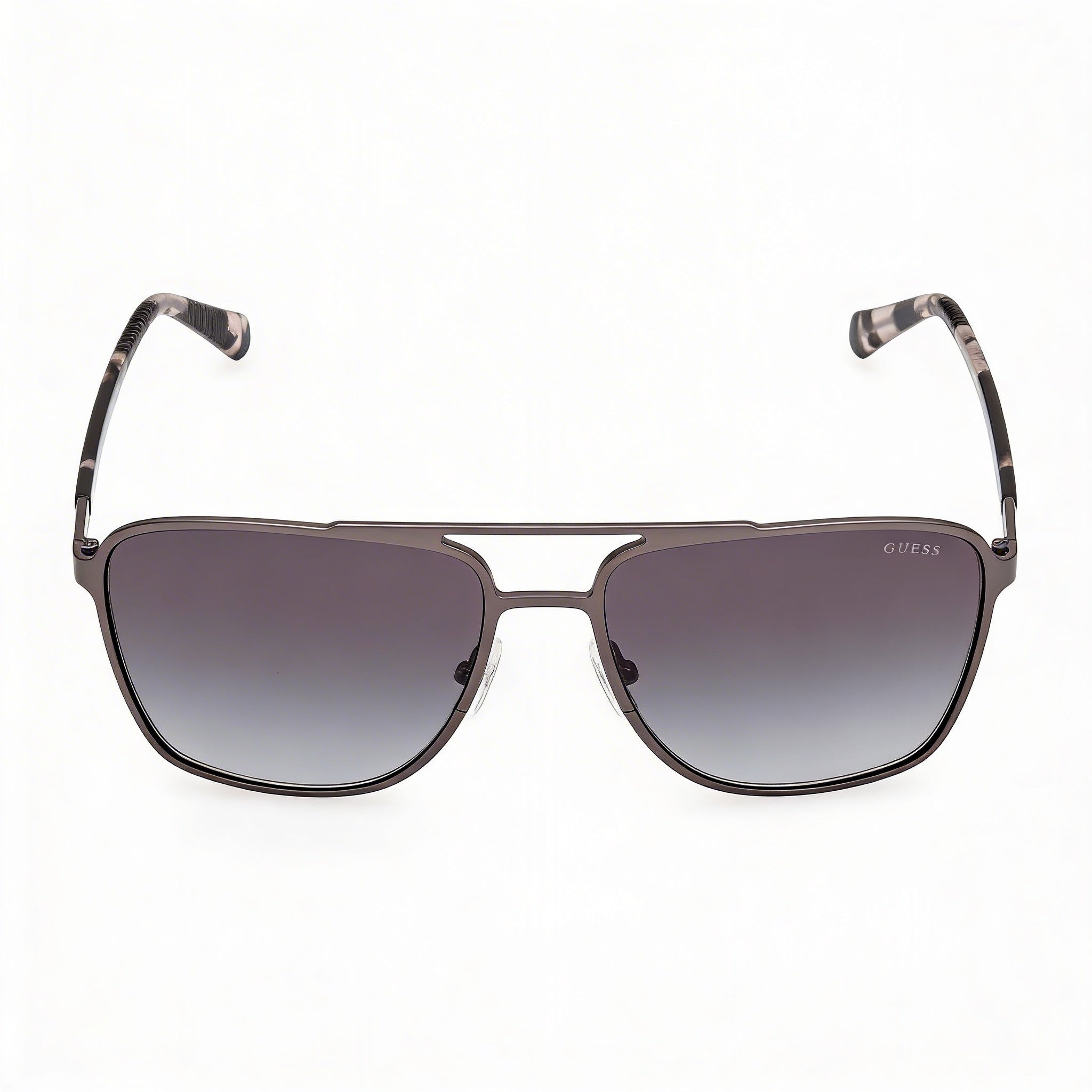 Gafas de sol de aviador Guess Metal, unisex, montura de rutenio oscuro satinado brillante, lentes ahumadas degradadas, protección UV 400, 60 mm, Photo 2