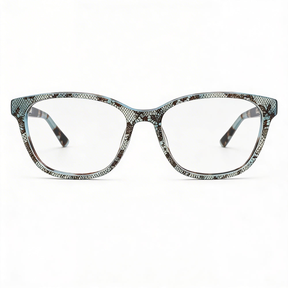 bebe Bb5220 Women's Teal Lace Acetate Frame Eyeglasses with Polycarbonate Lenses 55/16/140