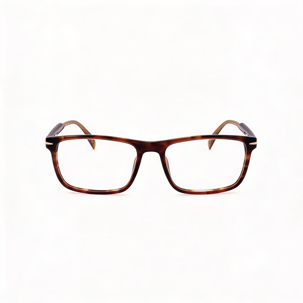 David Beckham Casual Men's Optical Eyeglasses, featuring a Brown Horn Acetate Frame with 58mm Lens Width