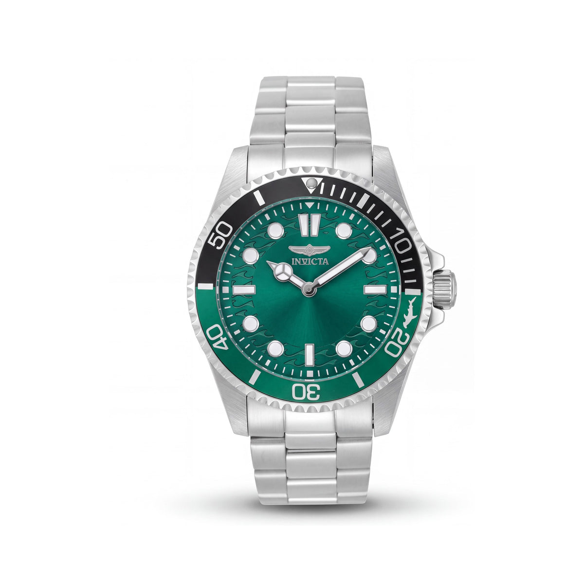 Invicta Pro Diver 49705 Reloj de cuarzo para hombre, 43 mm, esfera verde, brazalete de acero inoxidable tono plateado, 10 ATM, Photo 1