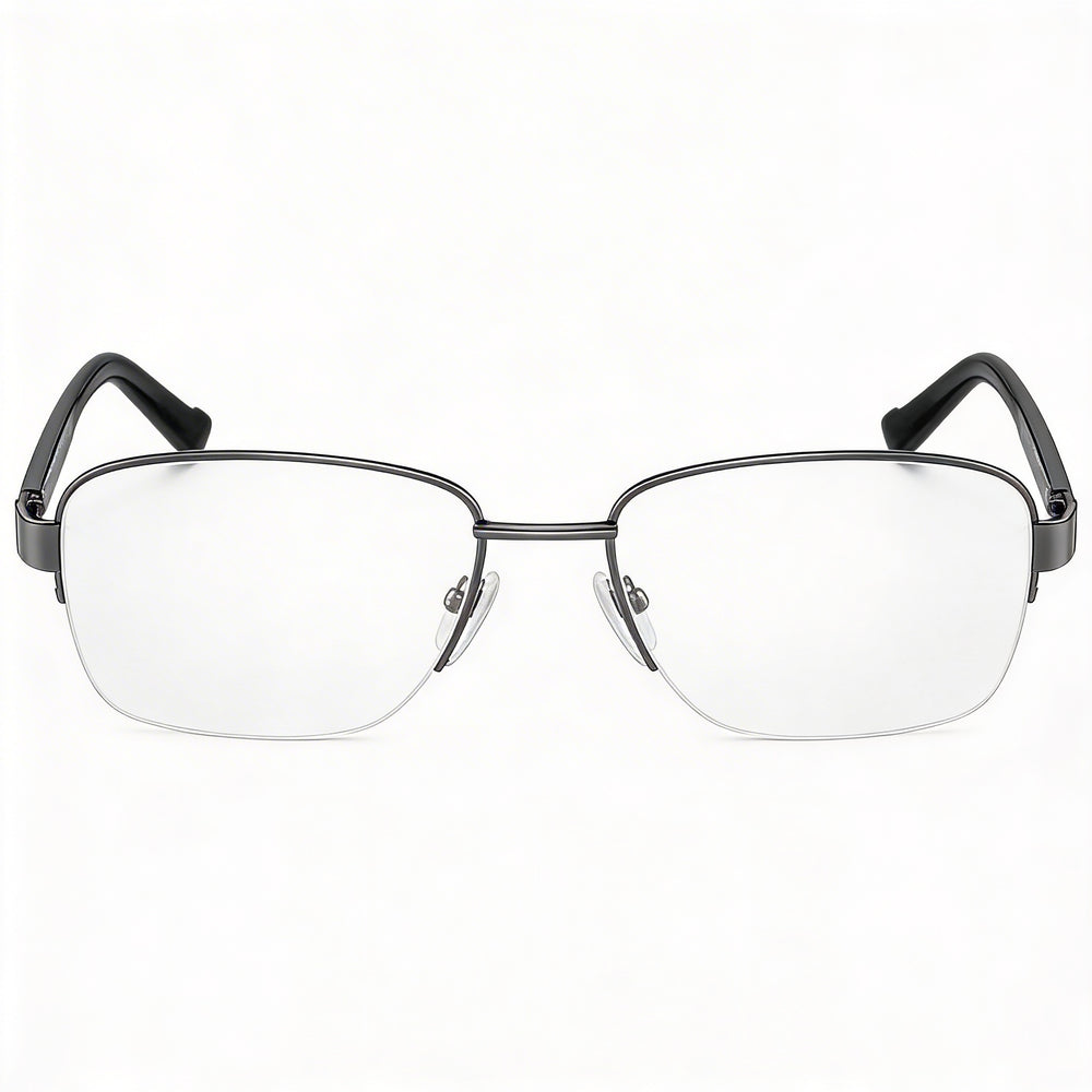 Montura de gafas metálica Pierre Cardin para hombre, color ruten oscuro con lentes de plástico transparente, talla 56-18-140