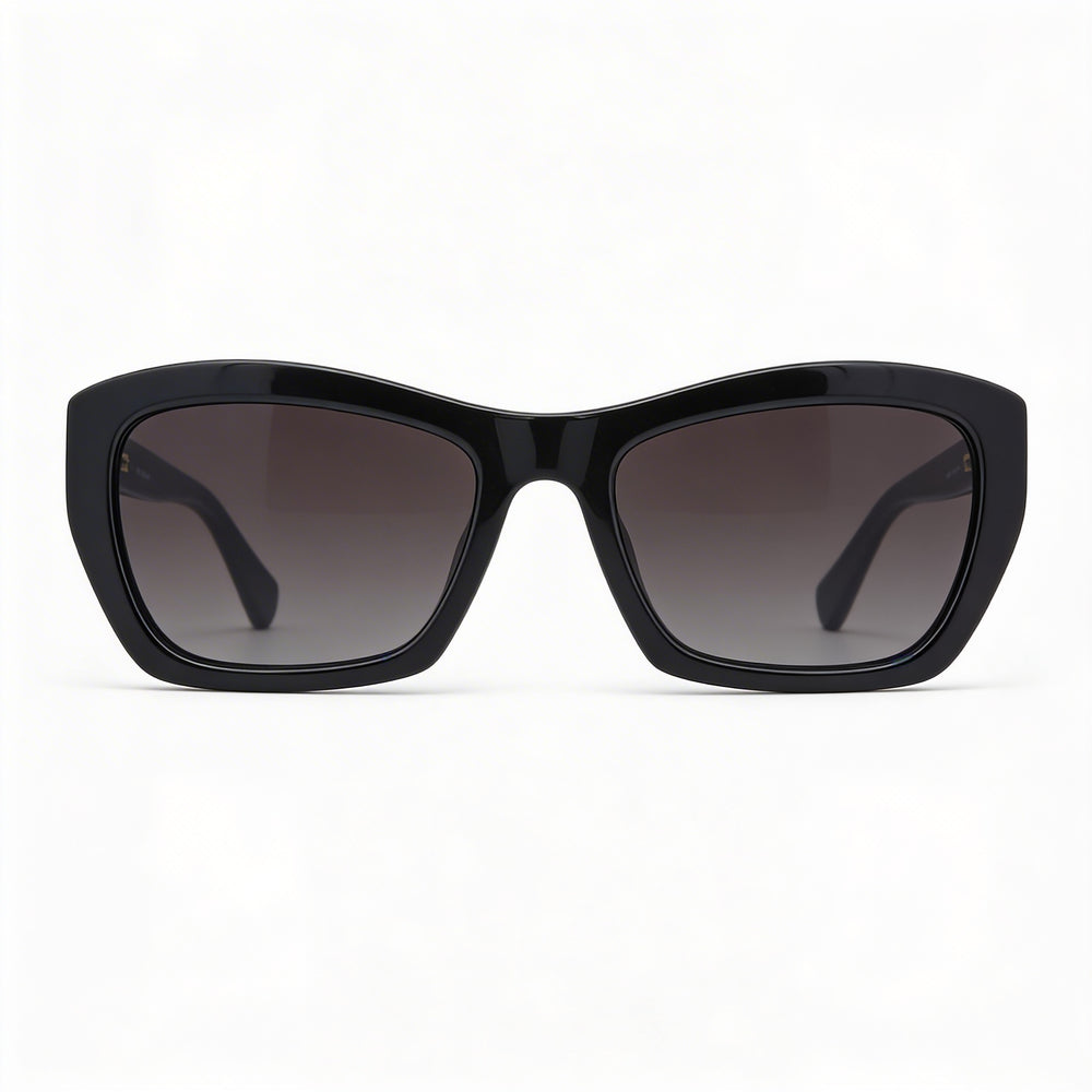Gafas de sol unisex Salvatore Ferragamo SF958S rectangulares, armazón de plástico negro, lentes grises de 55 mm, protección UV del 100 %
