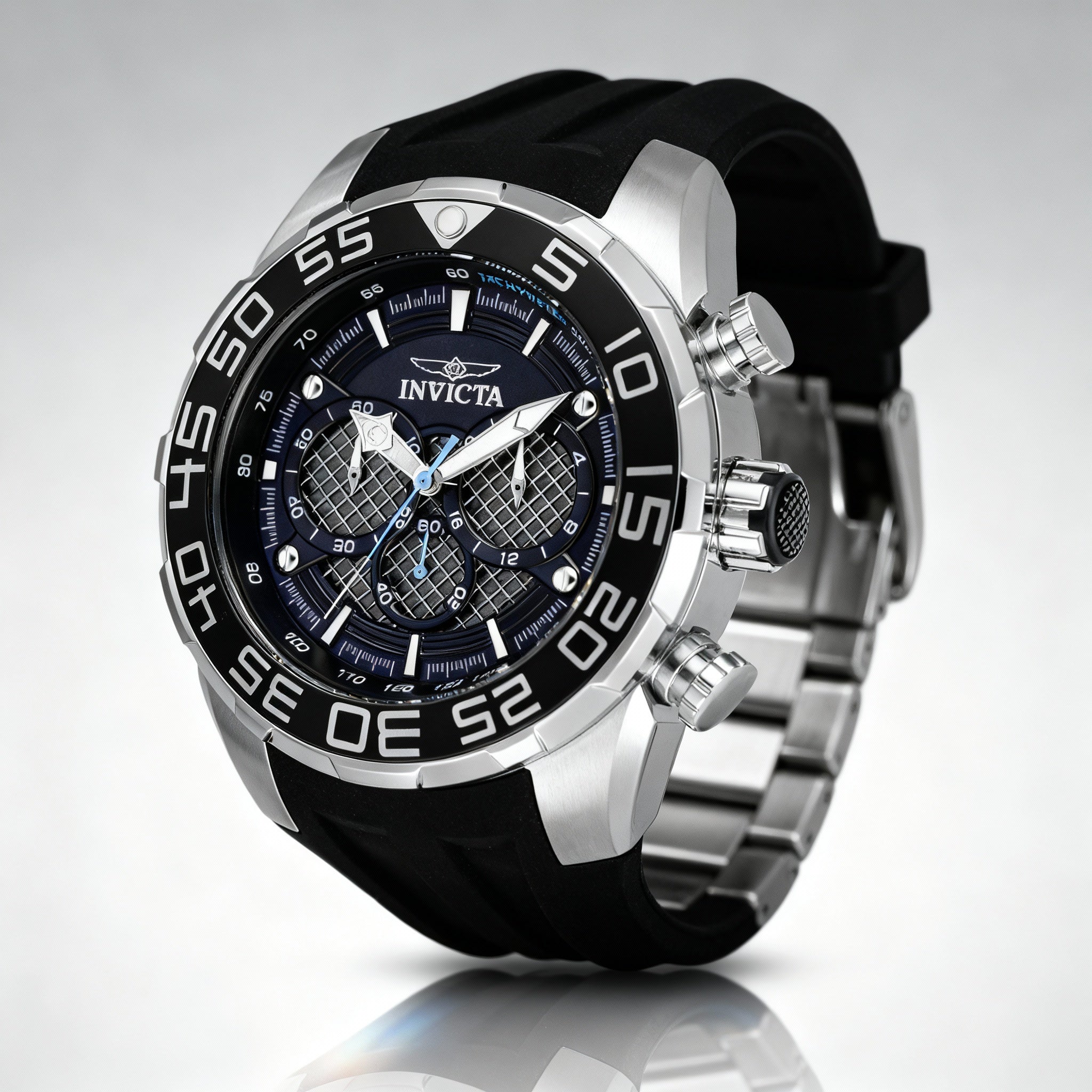 Invicta Speedway Chronograph Men's Silver, Black Stainless Steel Luminous Watch 50mm