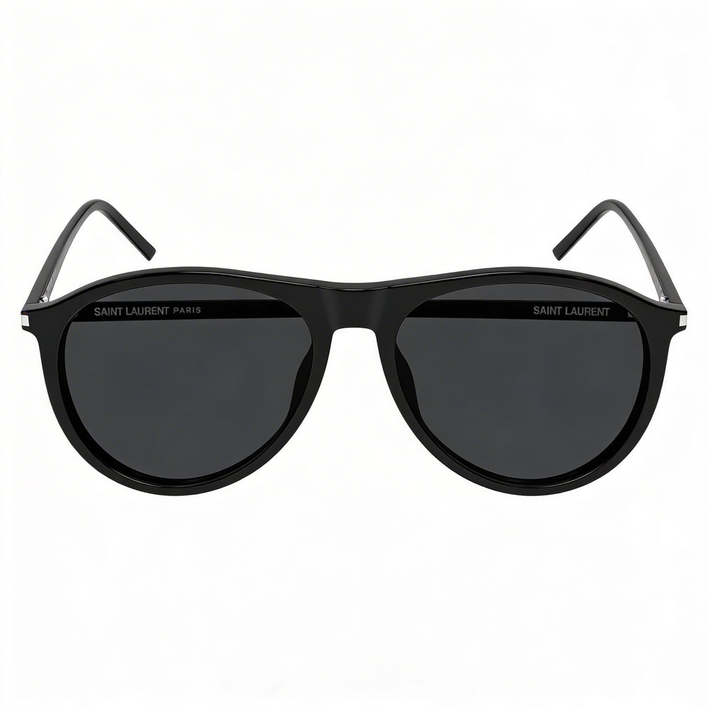 Gafas de sol Yves Saint Laurent SL 667 Aviators para mujer, montura de acetato negro, lentes de plástico negro no polarizadas, 56 mm