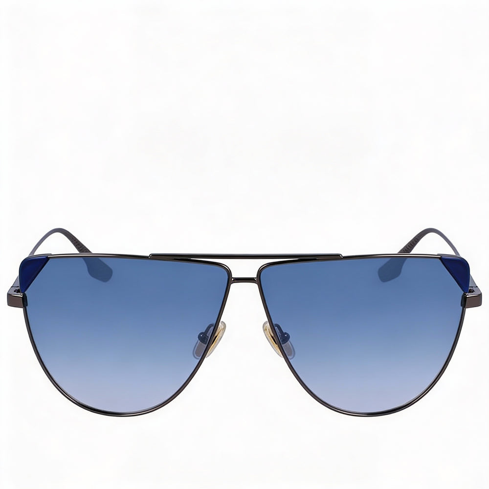 Victoria Beckham VB239S Modern Women's Metal Frame Non-Polarized Polycarbonate Lens Sunglasses Striped Blue 63mm